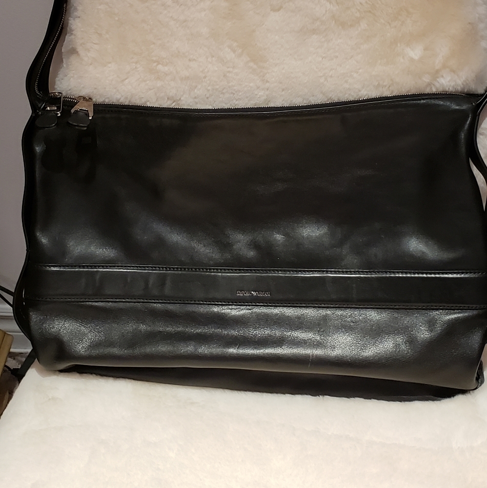 Emporio Armani Black Leather weekend bag